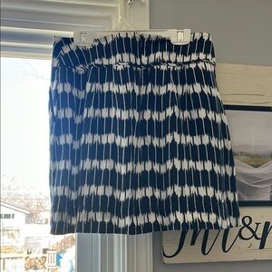 LOFT White and Blue Mini Skirt